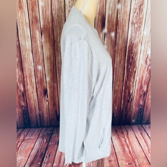 Women’s 1X Sweater Cardigan Tribekka 44 Beige Lightweight Knit Open Front Soft - Picture 3 of 11